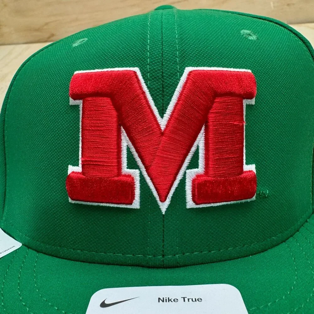 NEW Ole Miss Rebels Nike Aero True Baseball Performance Fitted Hat Green 7 1/2